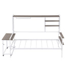Daybed With Movable Desk, Grid, Shelves And Clothes Hanger