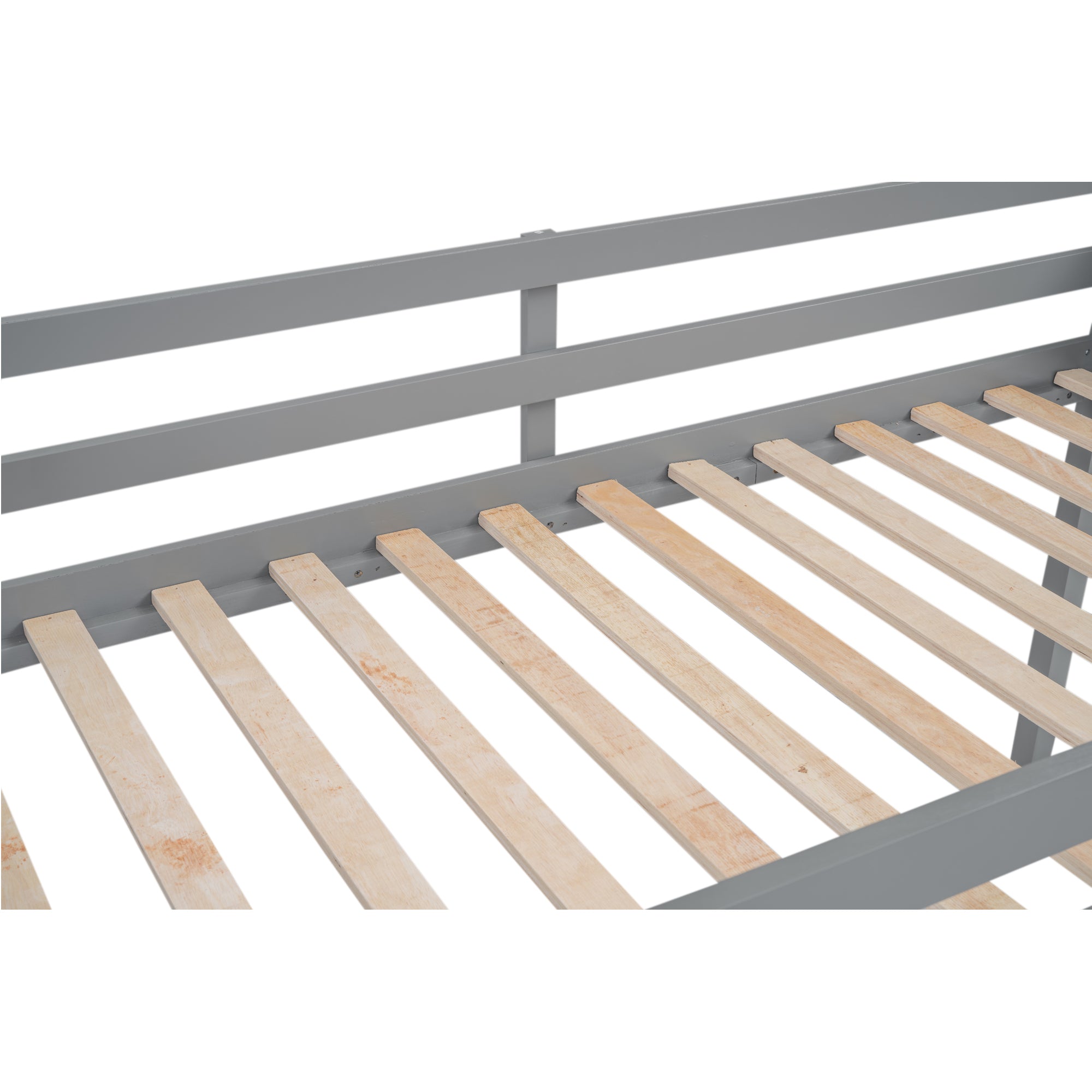 Twin Size Wood Loft Bed with Ladder, ladder can be placed on the left or right, Gray - Atlantic Fine Furniture Melbourne FL