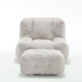 Modern Indoor Fluffy Bean Bag Chair With Memory Foam And Ottoman, Super Soft