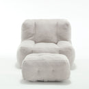 Modern Indoor Fluffy Bean Bag Chair With Memory Foam And Ottoman, Super Soft