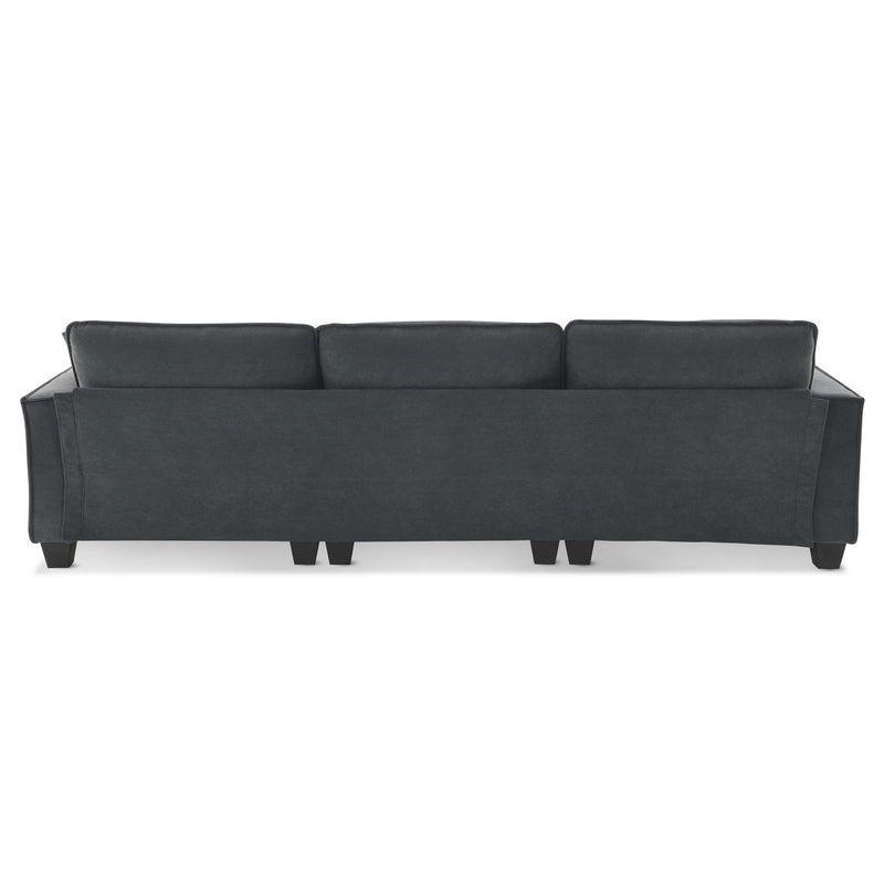 Modern Convertible Sectional L Shaped Reversible Couch Set With Free Pillows 4 Seat Suede Sleeper Sofa With Ottoman