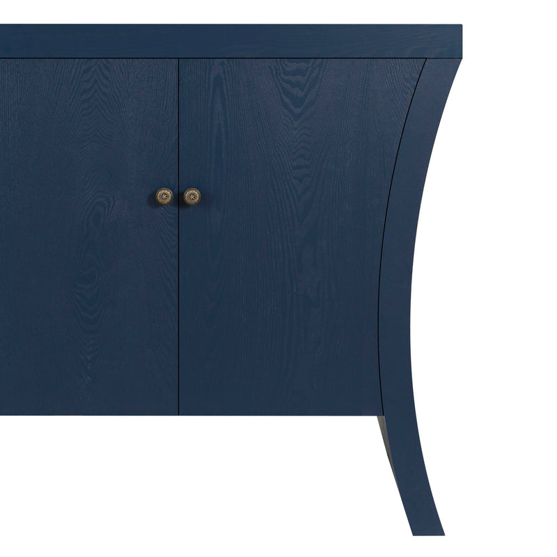 Refined Industrial 4 Door Credenza With Arc Legs & Bronze Clasps
