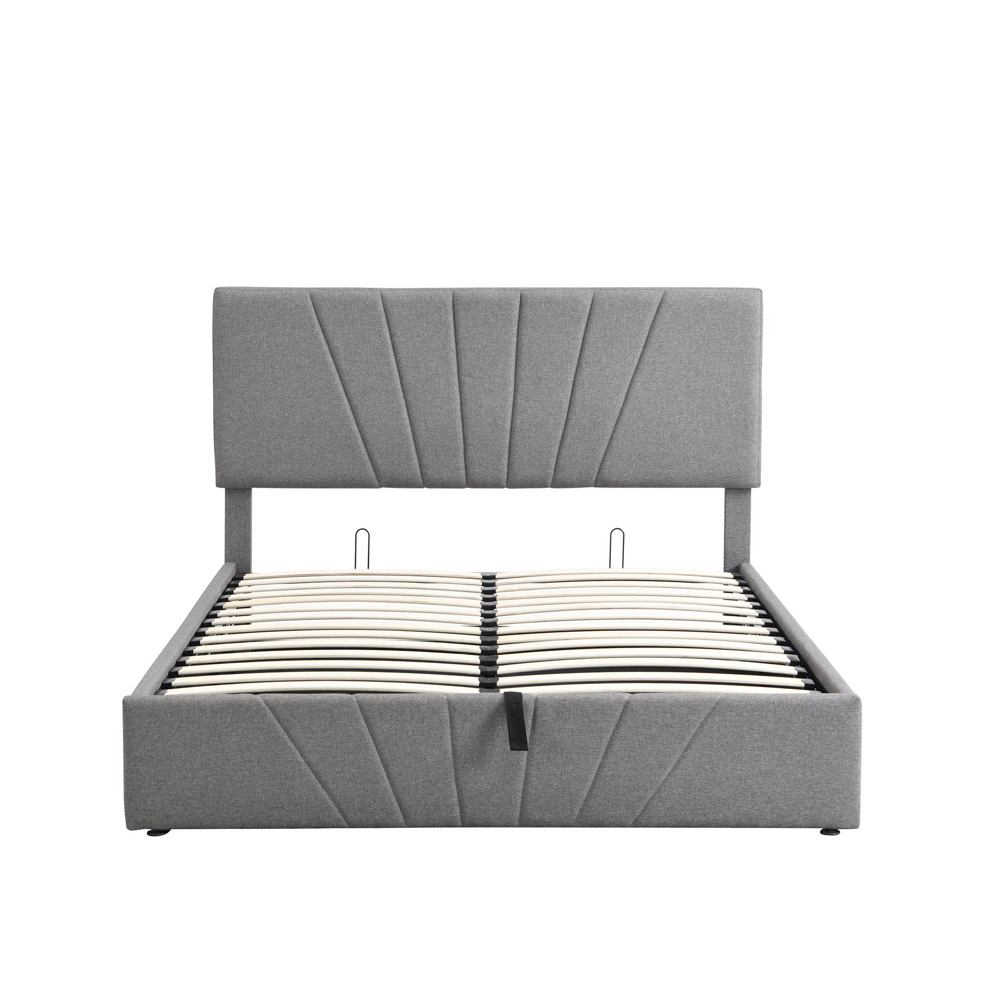 Queen size Upholstered Platform bed with a Hydraulic Storage System - Gray - Atlantic Fine Furniture Melbourne FL