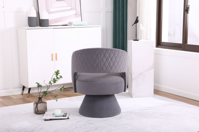 Swivel Accent Chair Armchair, Round Barrel Chair For Living Room Bedroom - Teddy Fabric