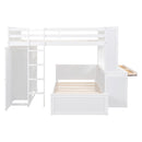 Loft Bed With A Twin Size Standalone Bed, Shelves, Desk, And Wardrobe