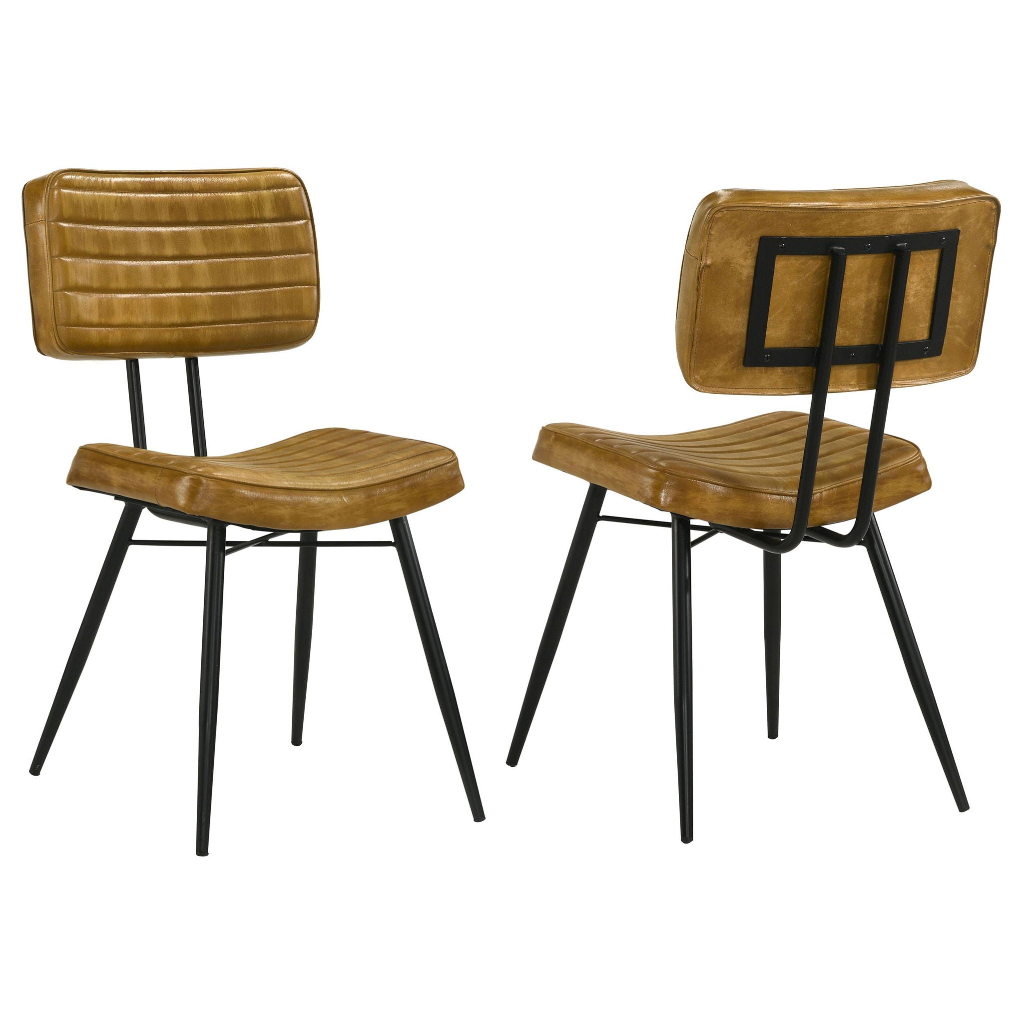 Misty Leather Upholstered Dining Side Chair Camel (Set of 2) - Atlantic Fine Furniture Melbourne FL