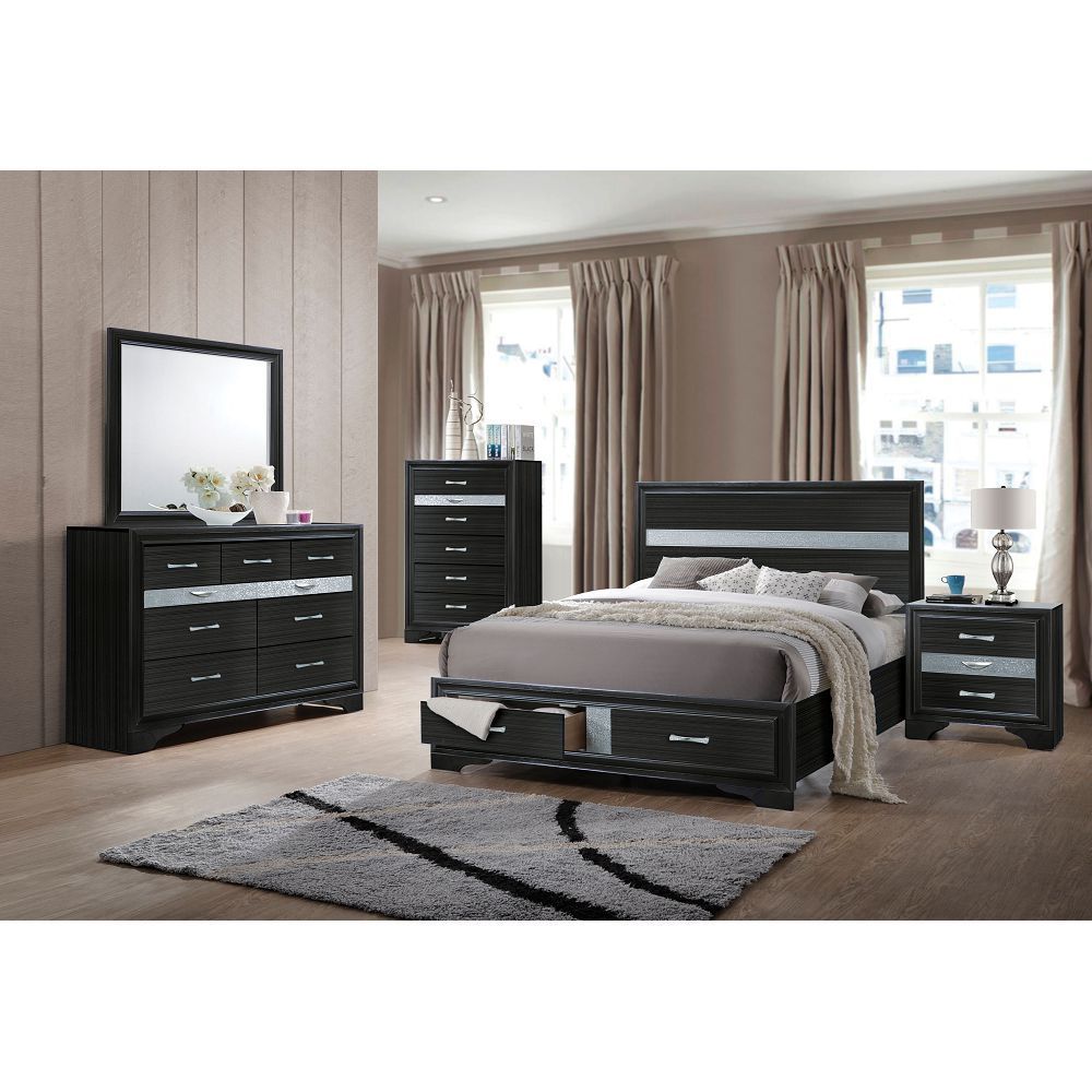 ACME Naima Queen Bed in Black 25900Q - Atlantic Fine Furniture Melbourne FL