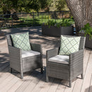 Outdoor Rattan Dining Chair With Straight Legs And Sloped Arms