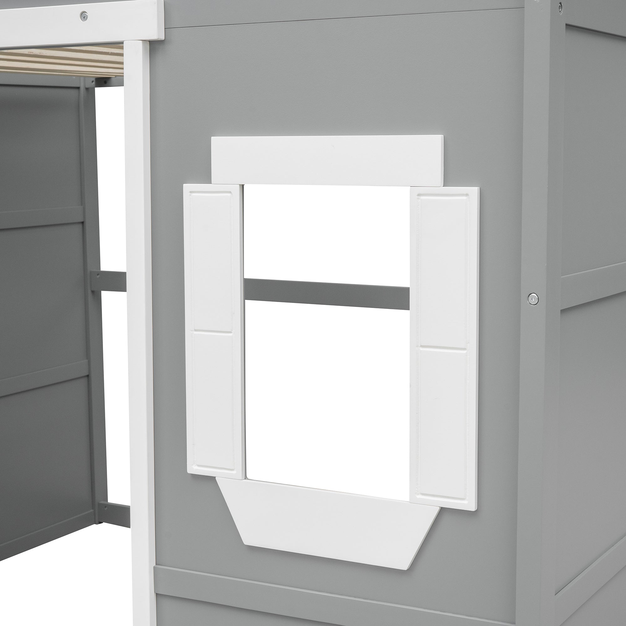 Full Size House Loft Bed With Ladder-Gray+White Frame - Atlantic Fine Furniture Melbourne FL
