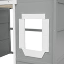 Full Size House Loft Bed With Ladder-Gray+White Frame