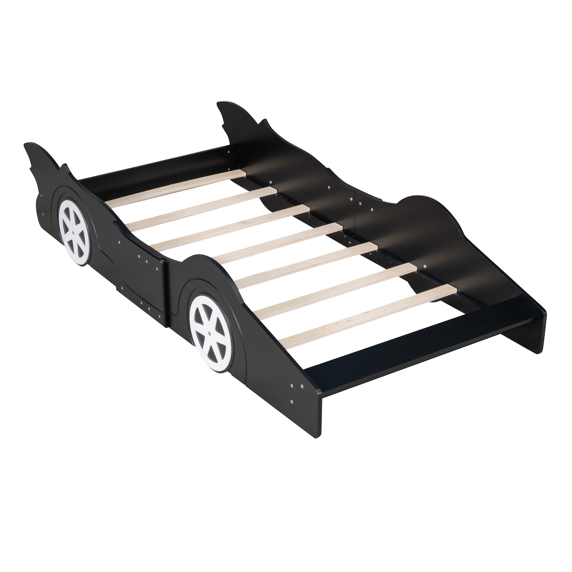 Twin Size Race Car-Shaped Platform Bed with Wheels,Black - Atlantic Fine Furniture Melbourne FL