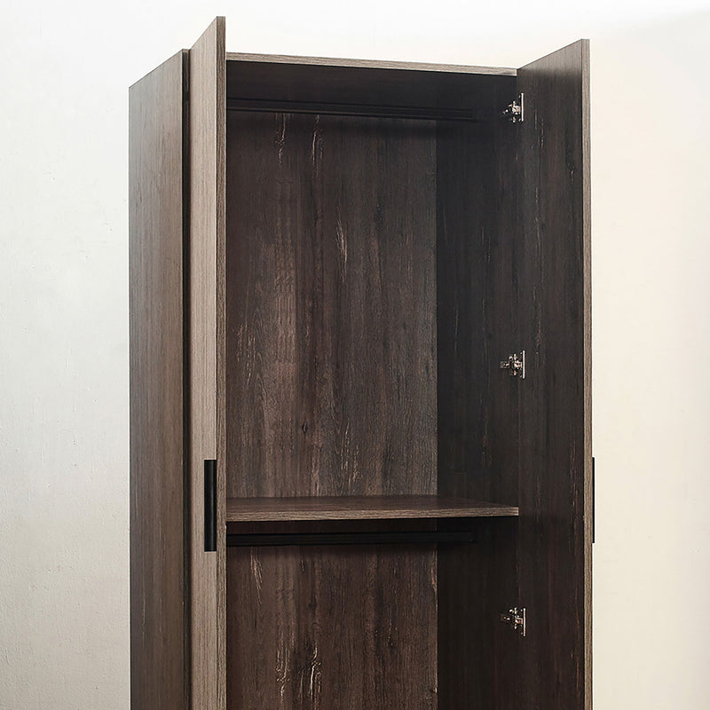 Willow 2 Door Wood Closet With Shelf Storage Function - Gray