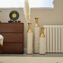 Floor Metal Vase Modern Style Decoration Home Metal Vase (Set of 3) Gorgeous Home Decoration Large Glazed Metal Vases - Gold / White