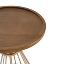 Hollow - Edge Retro Art Pine Side Table With Antique And Natural Color, Iron And Pine Construction - Antique Gold / Natural