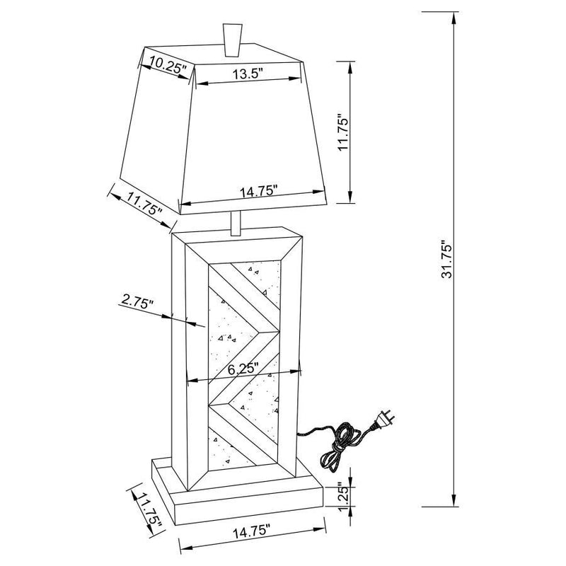 Carmen - Tapered Shade Mirrored Table Lamp - Silver