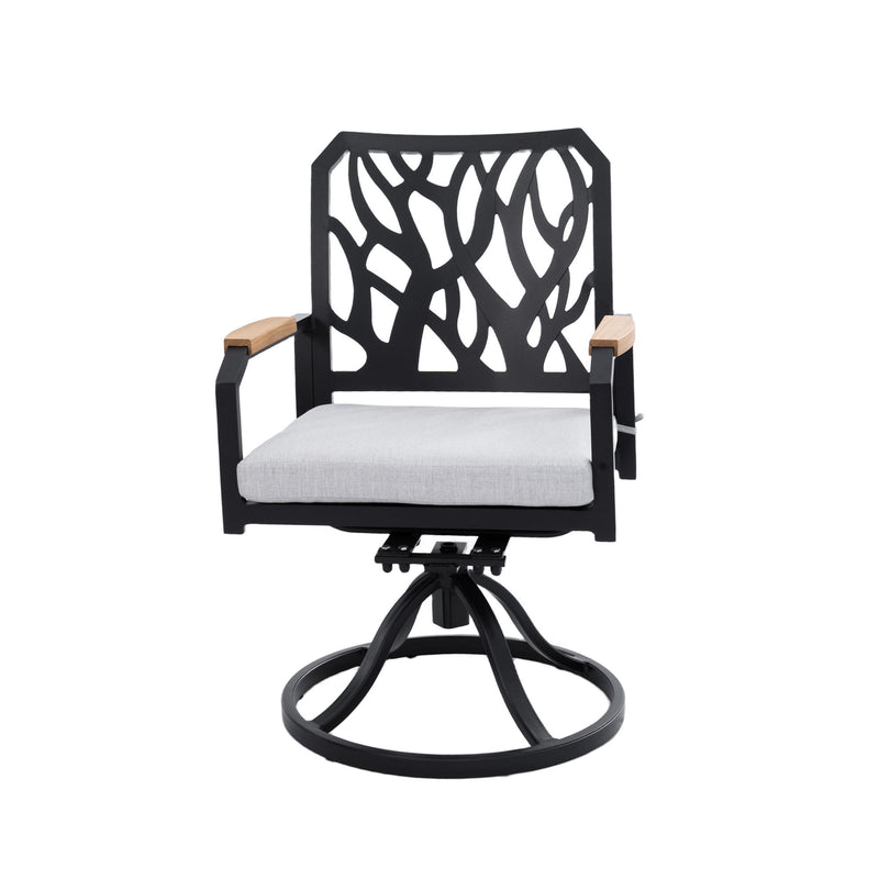 Outdoor Patio Swivel Rocker With Outdoor Grade Sunbrella Cushions, Branch Like Backrest (Set of 2) - Bourbon Brown