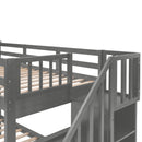 Stairway Bunk Bed With Storage And Guard Rail For Bedroom