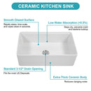 Kitchen Sink Workstation 33" Single Bowl Sink With Work Surface - White