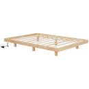 Full Size Floating Bed with LED Lights Underneath,Modern Full Size Low Profile Platform Bed with LED Lights,Natural