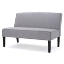 Contemporary Loveseat With Upholstered Fabric And Birch Wood Legs - Light Gray