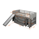 Loft Low Bed With Cabinets, Shelves And Slide