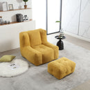 Modern Indoor Fluffy Bean Bag Chair With Memory Foam And Ottoman, Super Soft