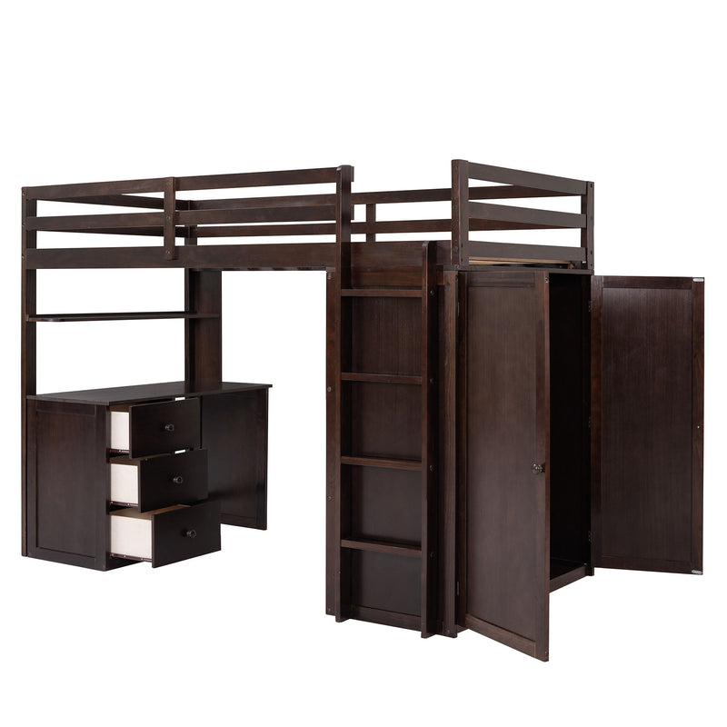 Loft Bed With Drawers, Desk, And Wardrobe