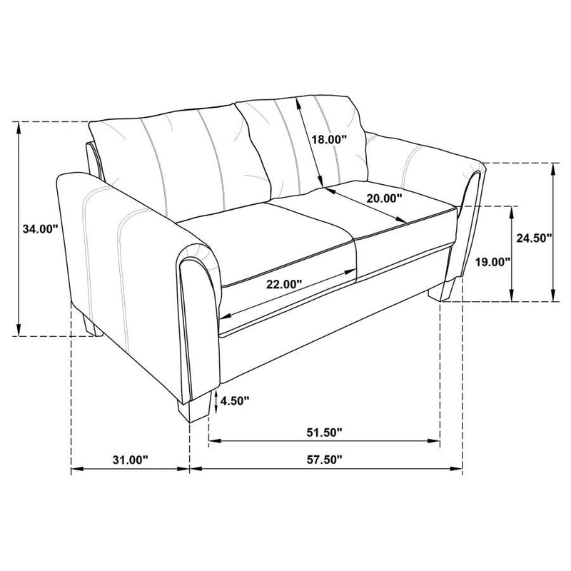 Davis - Upholstered Rolled Arm Loveseat - Gray