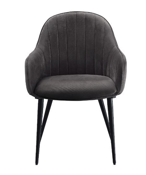 Caspian - Side Chair (Set of 2) - Dark Gray Fabric & Black Finish - Atlantic Fine Furniture Inc