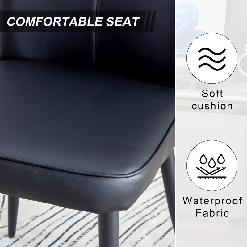 Modern Chair Set 4 Pieces With Vertical Backrest Design For Kitchen And Living Rooms - Black