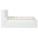 Full Bed with Bookcase,Twin Trundle,Drawers,White