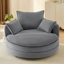 360° Swivel Accent Barrel Chair With Dual Layer Cushion And 3 Removable Pillows