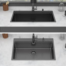 Drop In Workstation Sink Topmount Single Bowl With Pull Out Faucet And Soap Dispenser - Gunmetal Black