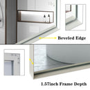 Rectangular Wall-Mounted Beveled Bathroom Mirror, Square Angle Metal Frame Wall Mounted Bathroom Mirrors For Wall (Horizontal & Vertical) - Glossy White