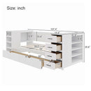 Daybed With Side Shelves, Multi Functional Desk & Charging Station