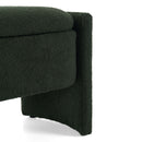 Elegant Long Shaped Storage Ottoman Bench, Boucle Material, Simple And Grand Design - Dark Green