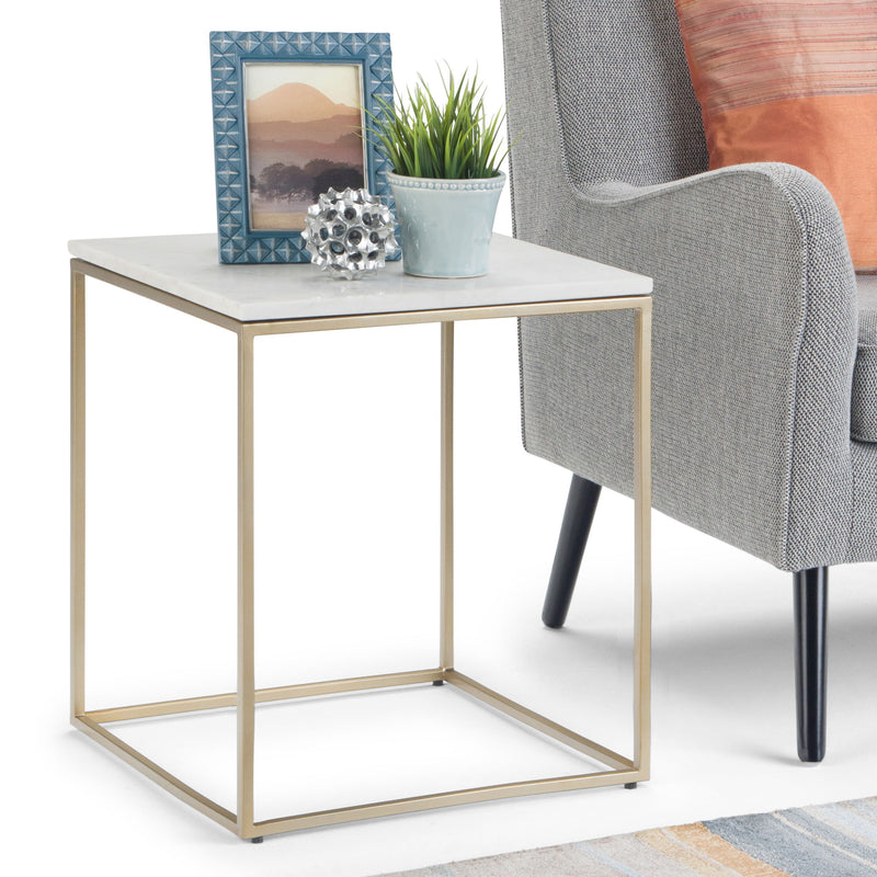 Kline - Accent Table - White / Gold