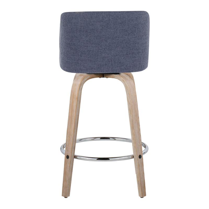 Toriano - Modern Design Fixed Height Counter Stool With Swivel With Round Footrest (Set of 2)