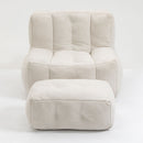 Modern Indoor Fluffy Bean Bag Chair With Memory Foam And Ottoman, Super Soft