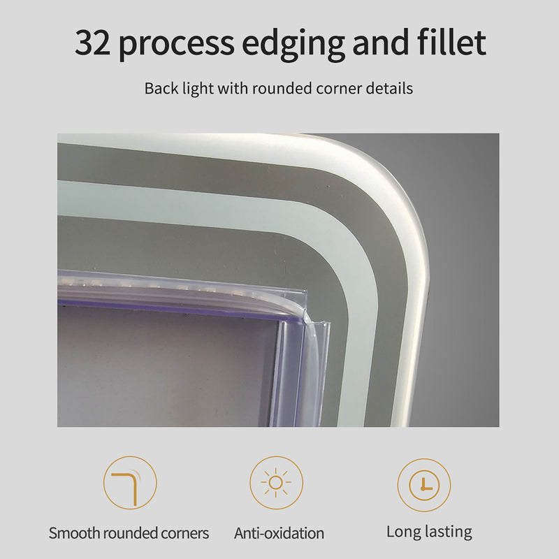Frameless Full Length Floor Mirror With LED Light, Dimming & 3 Color Modes Mirror - Silver