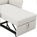 Modern 3 In 1 Convertible Sleeper Chair Bed, Linen Upholstery, Adjustable Backrest