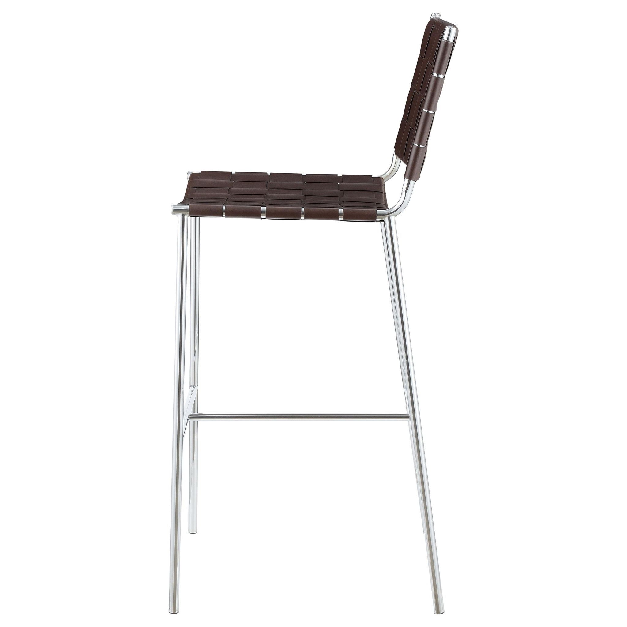 Adelaide Upholstered Pub Height Bar Stool Brown and Chrome - Atlantic Fine Furniture Melbourne FL