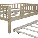 Twin Size Wood Daybed with Trundle and Fence Guardrails, Natural