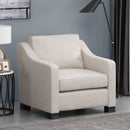 Nightowl - Upholstered Club Chair With Sloped Arms And Wood Legs - Beige