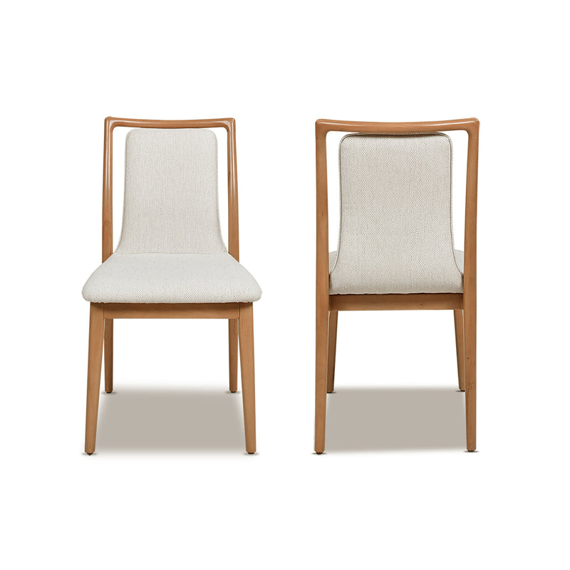 Scandi - Upholstered Dining Chair, Stain Resistant High (Set of 2) - Natural Light Brown / White Pepper