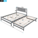 Full Size Platform Bed with Adjustable Trundle,Gray(Old SKU:SM000248AAE)