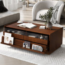 Modern Rectangle Coffee Table With 4 Drawers And 2 Display Shelves