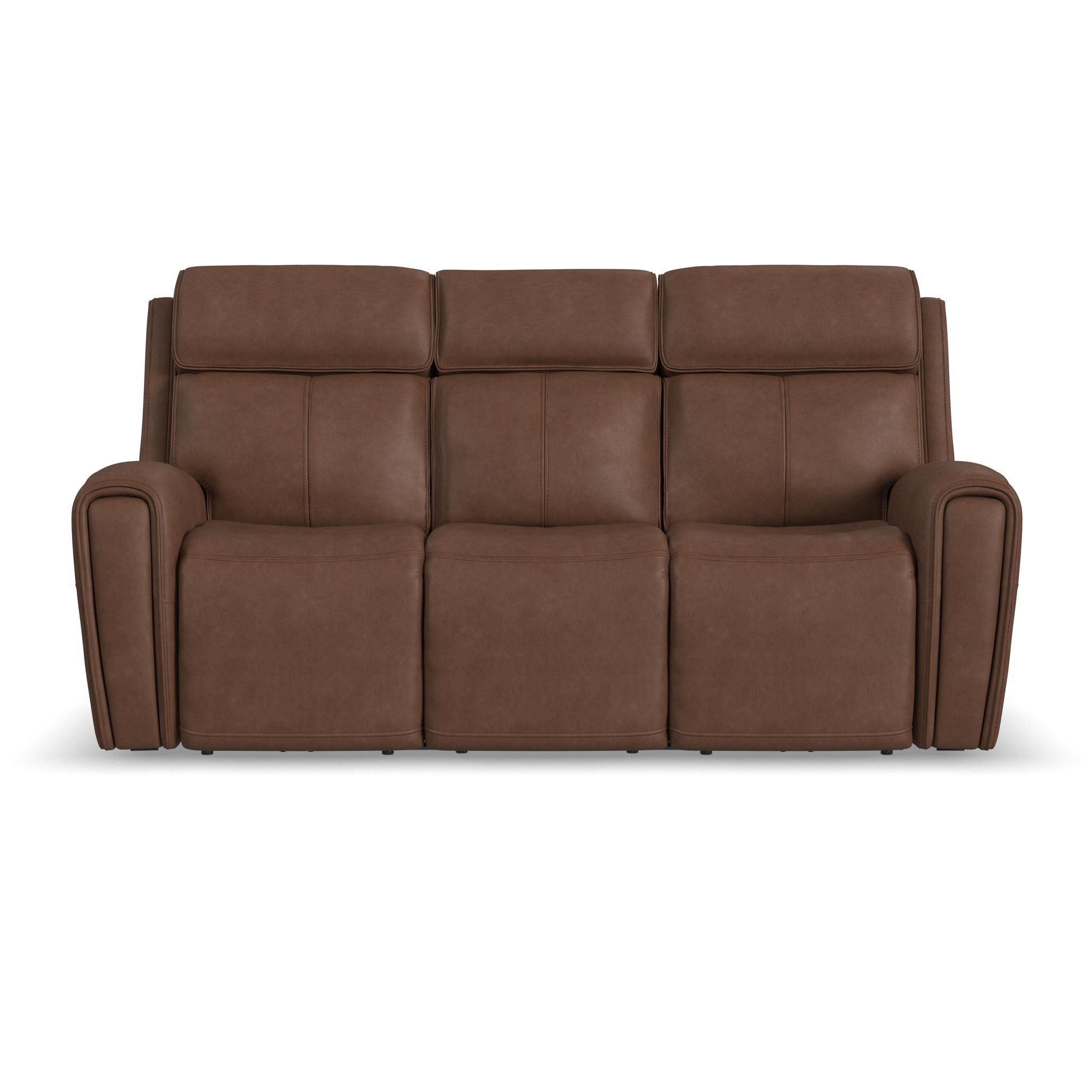 Warren - Power Reclining Sofa With Console, Power Headrest & Lumbar - Dark Brown