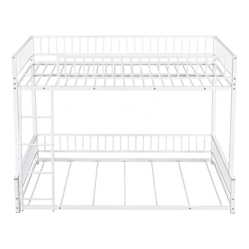 Bunk Bed Frame With Ladder And Safety Guardrails