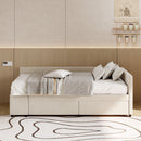 L Shaped Upholstered Platform Bed With Storage And Drawers